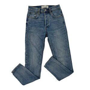 Aritzia Denim Forum High Rise Slim Leg Jeans Button Fly Stretch Denim size 24